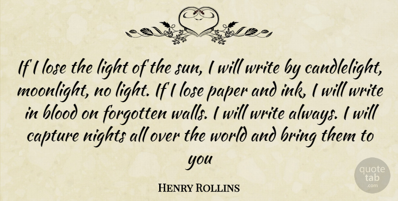 Henry Rollins Quote About Wall, Writing, Night: If I Lose The Light...