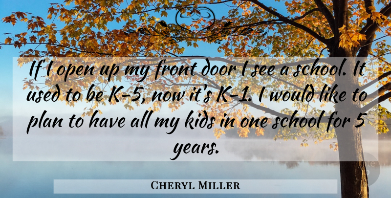 Cheryl Miller Quote About Door, Front, Kids, Open, Plan: If I Open Up My...
