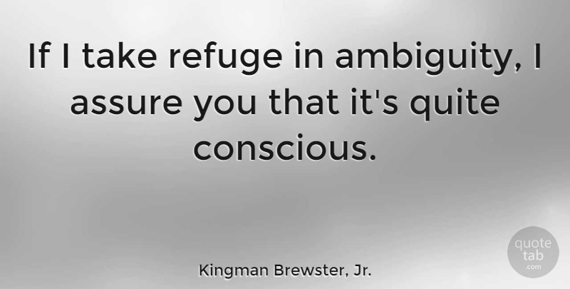 Kingman Brewster, Jr. Quote About Conscious, Ambiguity, Refuge: If I Take Refuge In...