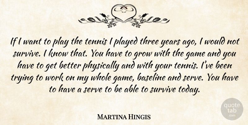 Martina Hingis Quote About Game, Grow, Physically, Played, Serve: If I Want To Play...