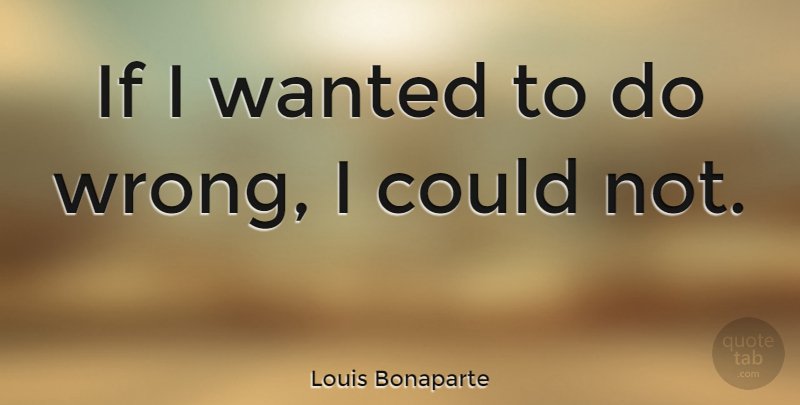 Louis Bonaparte Quote About Wanted, Ifs: If I Wanted To Do...