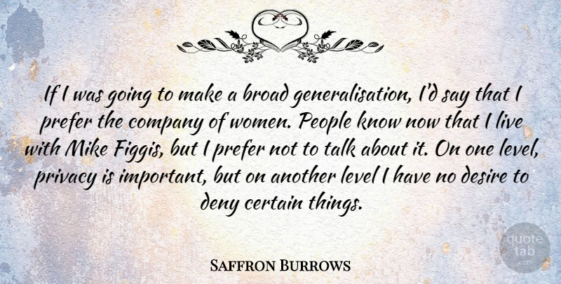 Saffron Burrows Quote About People, Important, Desire: If I Was Going To...