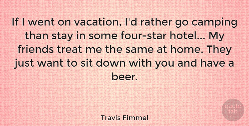 Travis Fimmel Quote About Camping, Home, Rather, Sit, Stay: If I Went On Vacation...