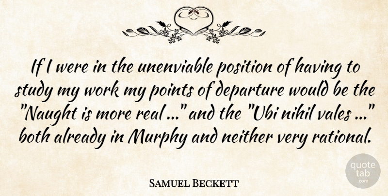 Samuel Beckett Quote About Real, Would Be, Departure: If I Were In The...