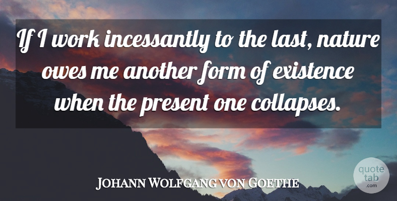 Johann Wolfgang von Goethe Quote About Work, Lasts, Form: If I Work Incessantly To...