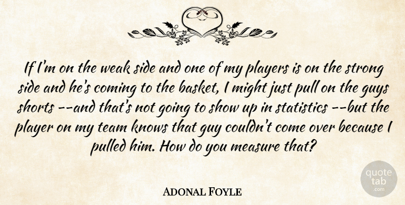 Adonal Foyle Quote About Coming, Guys, Knows, Measure, Might: If Im On The Weak...