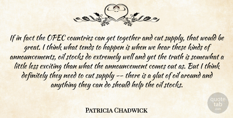 Patricia Chadwick Quote About Countries, Cut, Definitely, Exciting, Extremely: If In Fact The Opec...