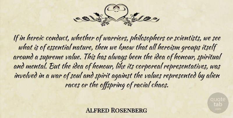 Alfred Rosenberg Quote About Spiritual, War, Race: If In Heroic Conduct Whether...