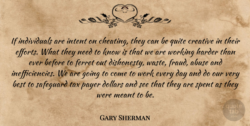 Gary Sherman Quote About Abuse, Best, Creative, Dollars, Harder: If Individuals Are Intent On...