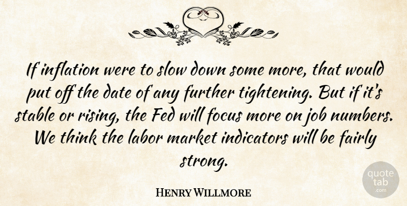 Henry Willmore Quote About Date, Fairly, Fed, Focus, Further: If Inflation Were To Slow...
