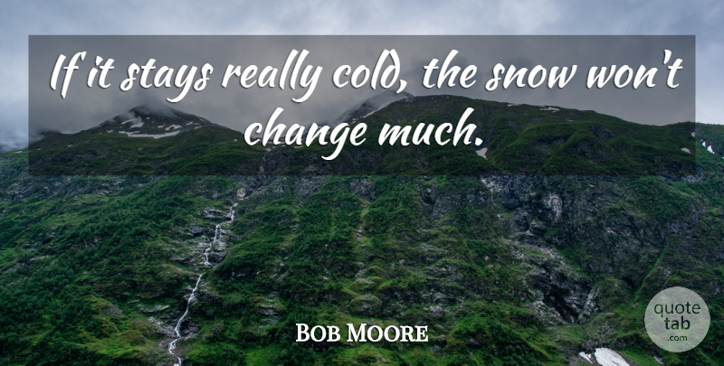 Bob Moore Quote About Change, Snow, Stays: If It Stays Really Cold...