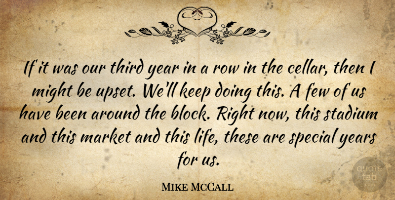 Mike McCall Quote About Few, Market, Might, Row, Special: If It Was Our Third...