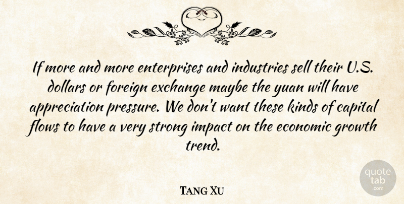 Tang Xu Quote About Appreciation, Capital, Dollars, Economic, Economy And Economics: If More And More Enterprises...