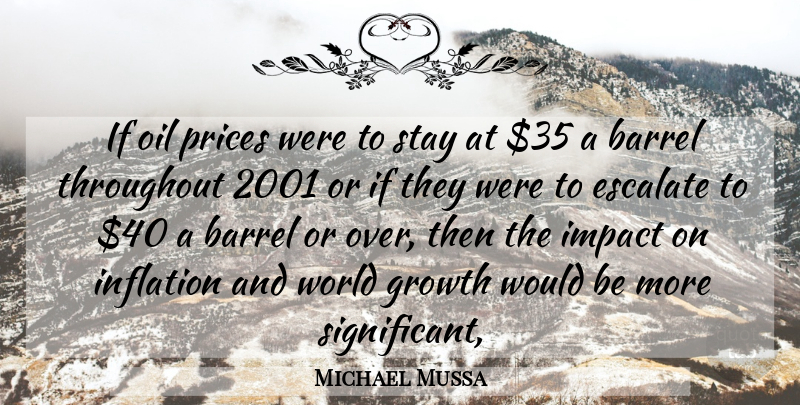 Michael Mussa Quote About Barrel, Growth, Impact, Inflation, Oil: If Oil Prices Were To...