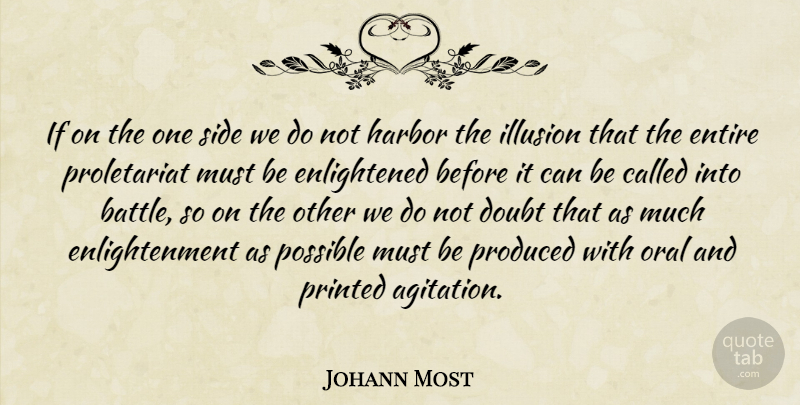 Johann Most Quote About Doubt, Enlightenment, Battle: If On The One Side...