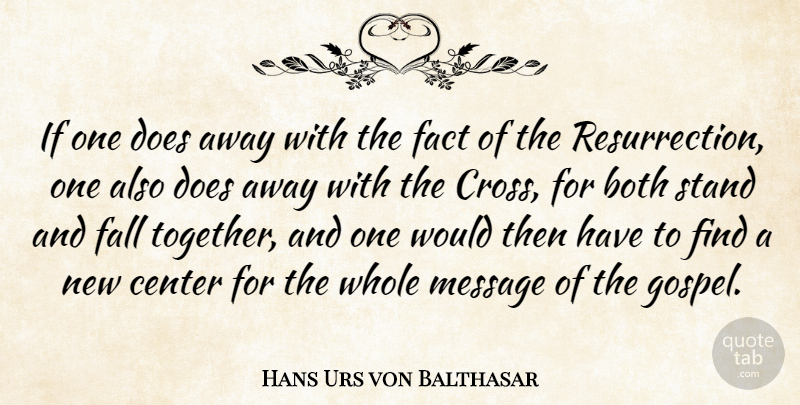 Hans Urs von Balthasar Quote About Easter, Fall, Together: If One Does Away With...