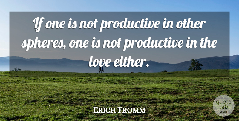 Erich Fromm Quote About Spheres, Ifs, Productive: If One Is Not Productive...