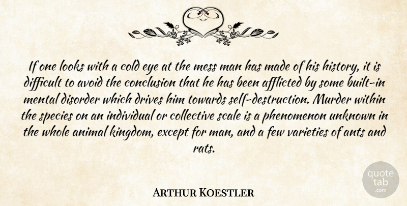 Arthur Koestler Quote About Eye, Animal, Men: If One Looks With A...