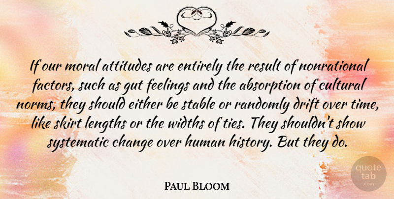 Paul Bloom Quote About Attitudes, Change, Cultural, Drift, Either: If Our Moral Attitudes Are...