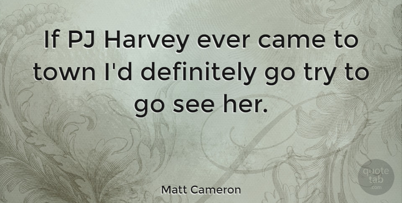 Matt Cameron Quote About American Musician, Town: If Pj Harvey Ever Came...