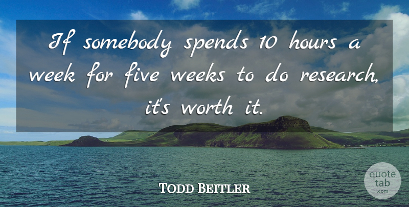 Todd Beitler Quote About Five, Hours, Research, Somebody, Spends: If Somebody Spends 10 Hours...