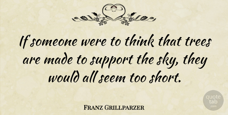 Franz Grillparzer Quote About Thinking, Sky, Tree: If Someone Were To Think...
