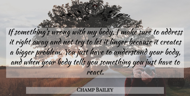 Champ Bailey Quote About Trying, Body, Addresses: If Somethings Wrong With My...