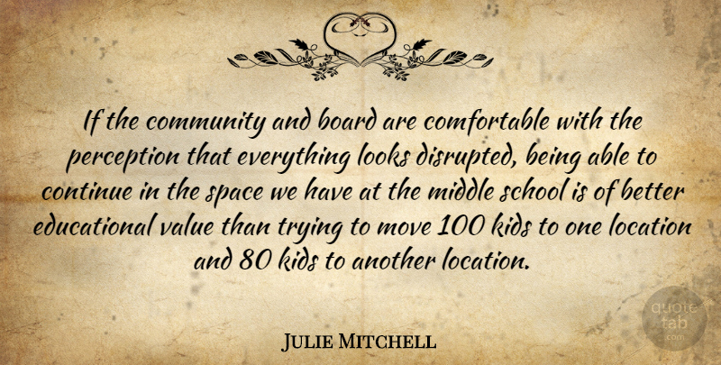 Julie Mitchell Quote About Board, Community, Continue, Kids, Location: If The Community And Board...