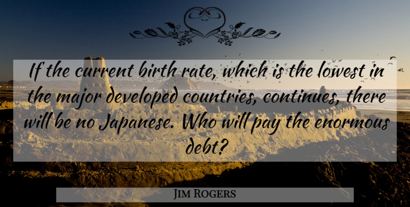 Jim Rogers Quote About Country, Birth Rate, Debt: If The Current Birth Rate...