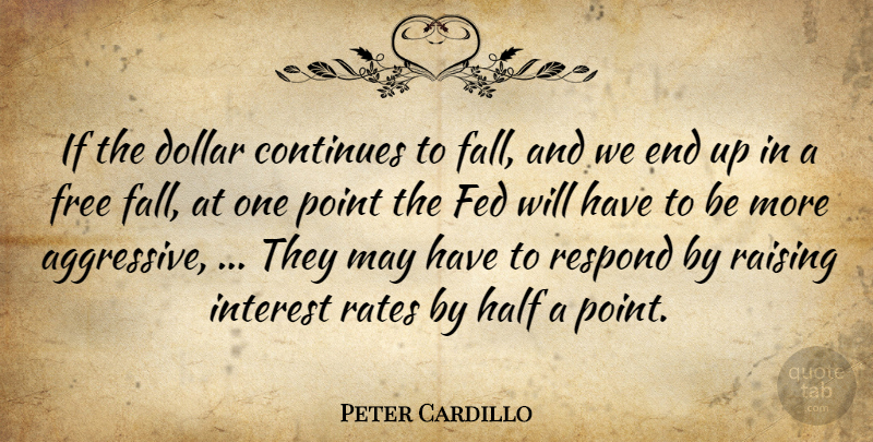 Peter Cardillo Quote About Continues, Dollar, Fed, Free, Half: If The Dollar Continues To...