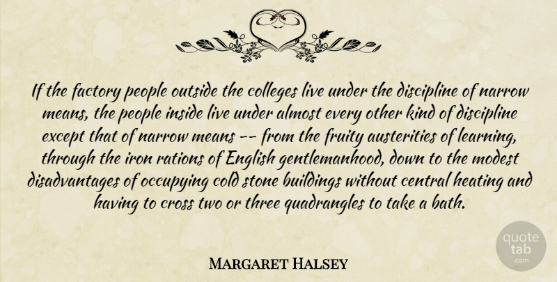 Margaret Halsey Quote About Education, Mean, College: If The Factory People Outside...