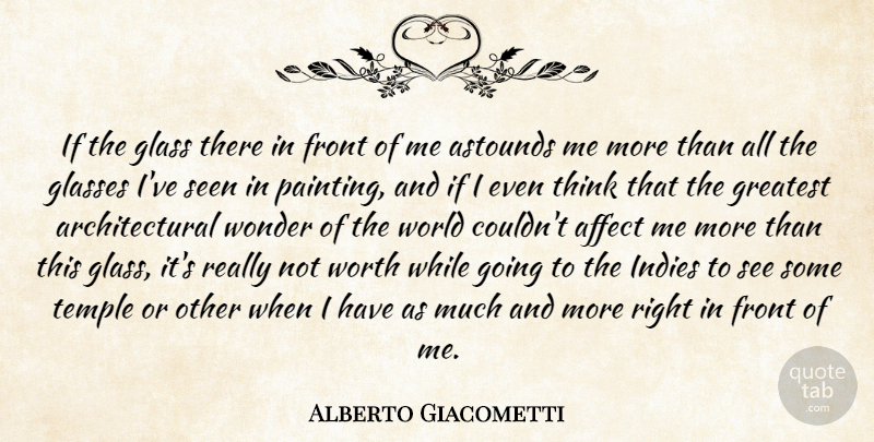 Alberto Giacometti Quote About Thinking, Glasses, World: If The Glass There In...