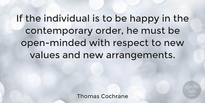 Thomas Cochrane Quote About Respect, Order, Tolerance: If The Individual Is To...