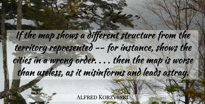 Alfred Korzybski Quote About Cities, Leads, Map, Shows, Structure: If The Map Shows A...