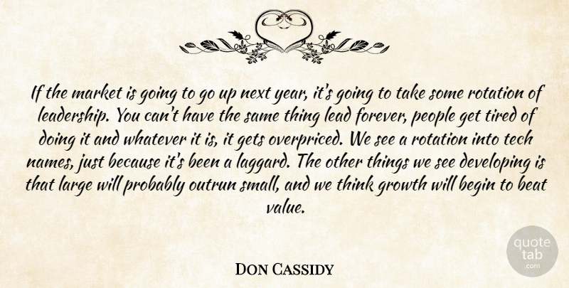 Don Cassidy Quote About Beat, Begin, Developing, Gets, Growth: If The Market Is Going...