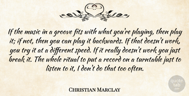 Christian Marclay Quote About Play, Trying, Different: If The Music In A...