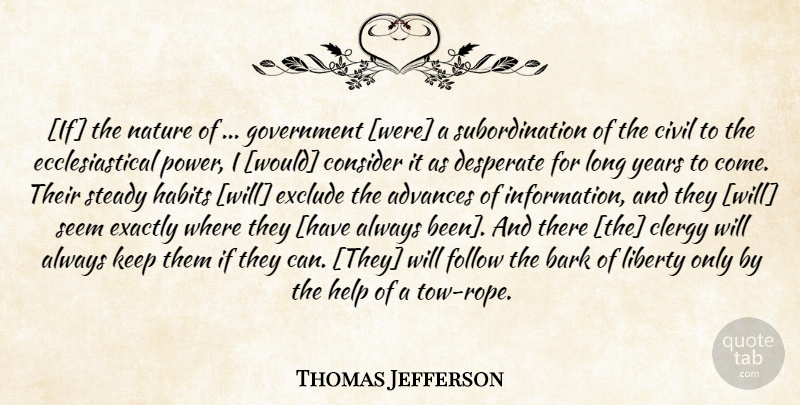 Thomas Jefferson Quote About Government, Years, Long: If The Nature Of Government...