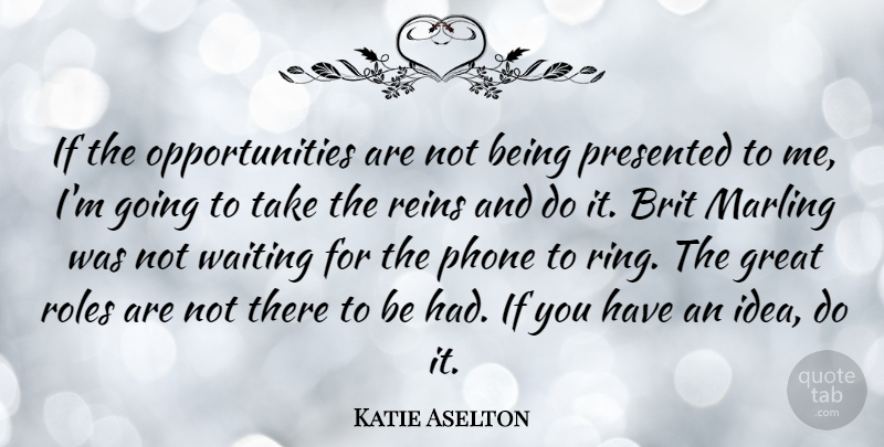 Katie Aselton Quote About Great, Presented, Reins, Roles: If The Opportunities Are Not...