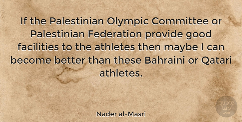 Nader al-Masri Quote About Athlete, Palestinian, Committees: If The Palestinian Olympic Committee...