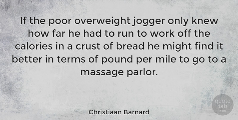 Christiaan Barnard Quote About Running, Fitness, Exercise: If The Poor Overweight Jogger...