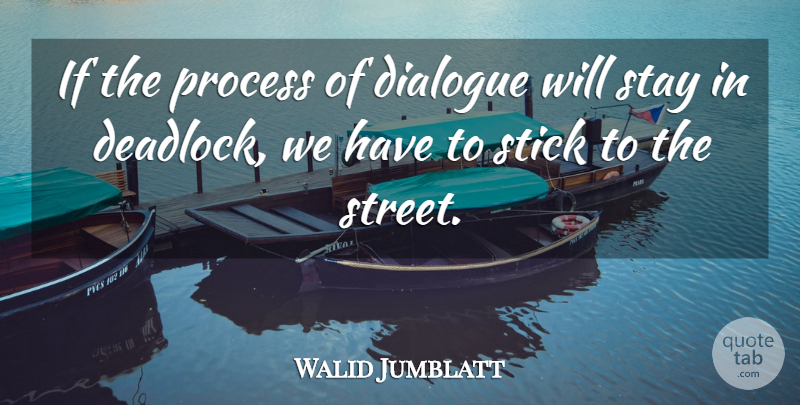 Walid Jumblatt Quote About Dialogue, Process, Stay, Stick: If The Process Of Dialogue...