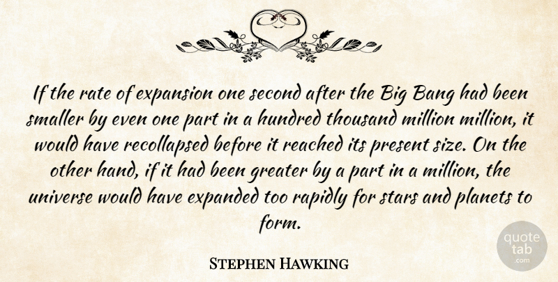 Stephen Hawking Quote About Stars, Hands, Size: If The Rate Of Expansion...
