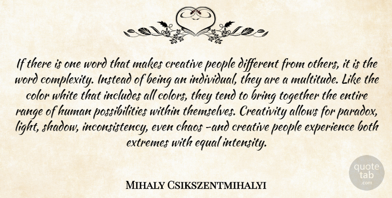 Mihaly Csikszentmihalyi Quote About Creativity, Light, Color White: If There Is One Word...