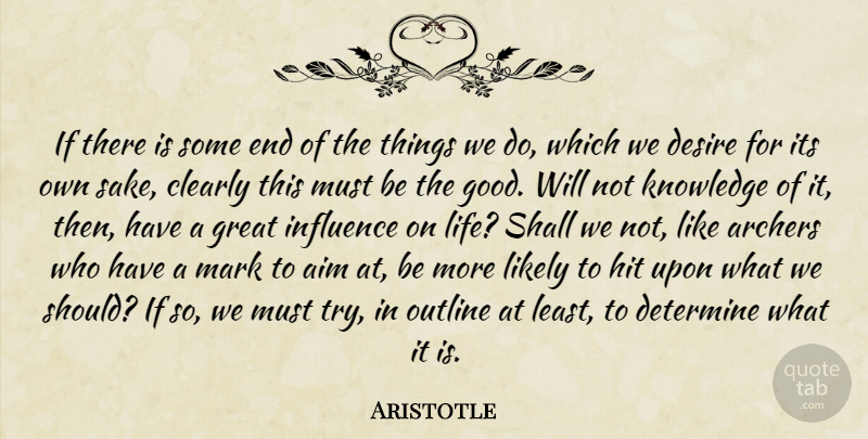 Aristotle Quote About Life, Educational, Philosophy: If There Is Some End...