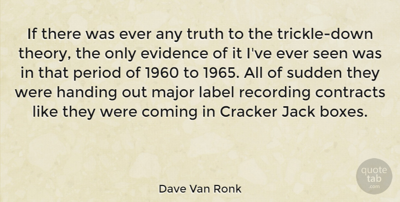Dave Van Ronk Quote About Labels, Crackers, Boxes: If There Was Ever Any...