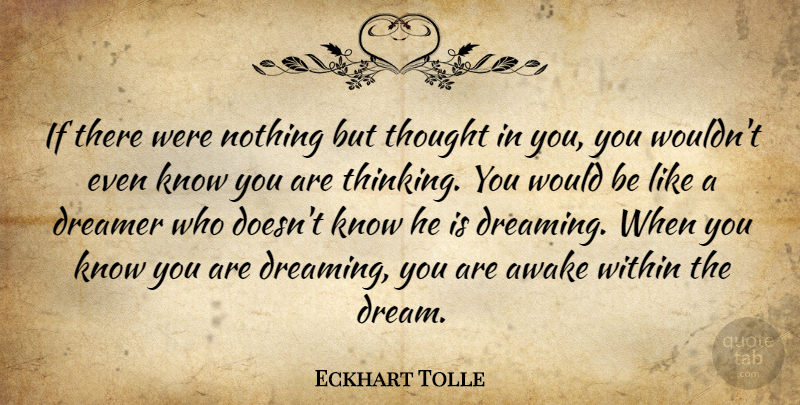 Eckhart Tolle Quote About Dream, Thinking, Would Be: If There Were Nothing But...