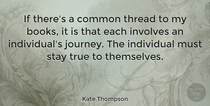 Kate Thompson Quote About Common, Individual, Involves, Stay, Thread: If Theres A Common Thread...