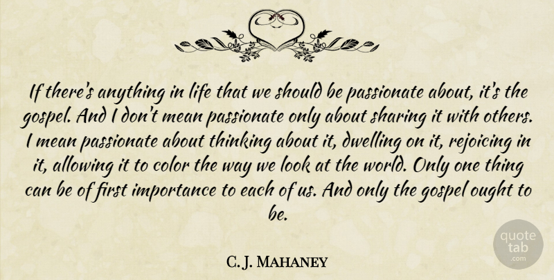 C. J. Mahaney Quote About Mean, Thinking, Color: If Theres Anything In Life...