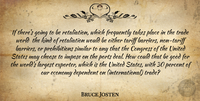 Bruce Josten Quote About Choose, Congress, Dependent, Economy, Either: If Theres Going To Be...
