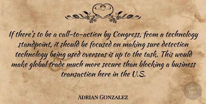 Adrian Gonzalez Quote About Action, Blocking, Business, Detection, Focused: If Theres To Be A...